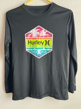 Hurley Black Sun-Tee with Neon Tropical Hex Logo